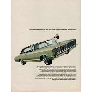 1965 Buick Riviera Automobile Vintage Print Ad (L19)